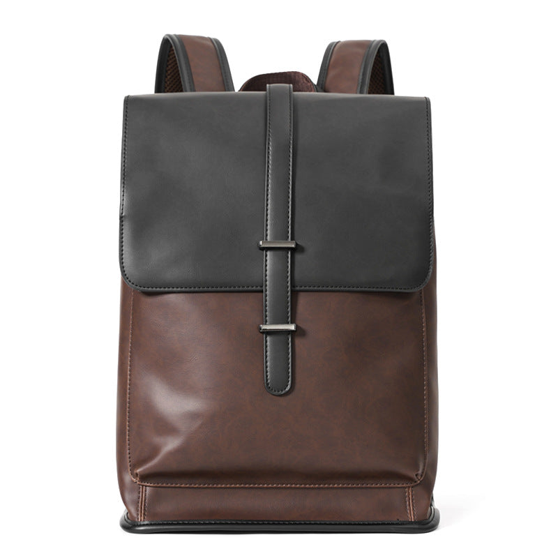 Backpack New Trendy Backpack Korean Style Trendy Fashionable Man Leather Casual Large Capacity Schoolbag Computer Backpack