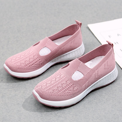 storexq Old Beijing Cloth Shoes Women's Low-Cut Mesh Breathable Mom Shoes Non-Slip Soft Bottom Slip-on Women's Shoes Middle-Aged and Elderly Casual Shoes