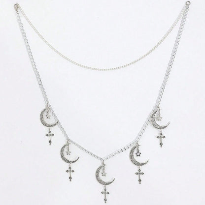 3968 waist chain moon star pendant gothic halloween christmas wearing waist chain body chain