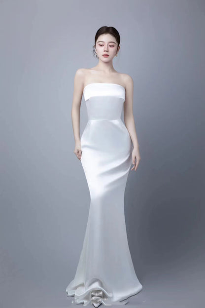 2025 Temperament tube top light wedding dress waist thin trailing  new spring studio travel wedding dress women