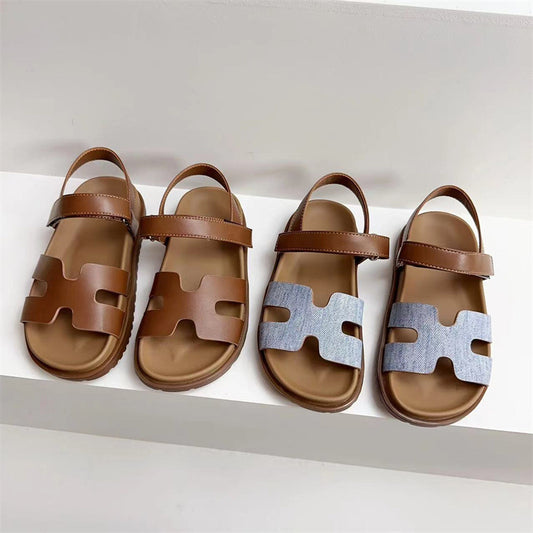 STOREXQ Summer New Children's Sandals Korean Style Girls' Fashion Open Toe Beach Shoes Boys' Flat Sandals Middle and Big Children