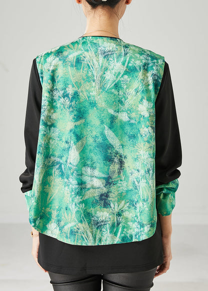 peopleterritory Vintage Green Tie Dye Chinese Button Women Sets 2 Pieces Spring YU1050