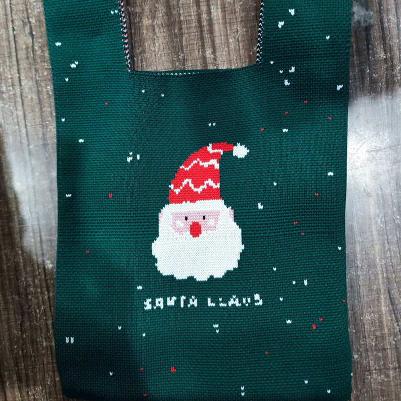 Christmas Handmade Knit Handbags Women Knot Wrist Bag Casual Small Tote Bag Girls Reusable Shopping Bags