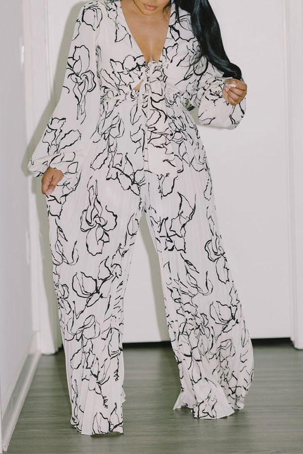 storexq Graffiti Print Modern Lace-Up Jumpsuit