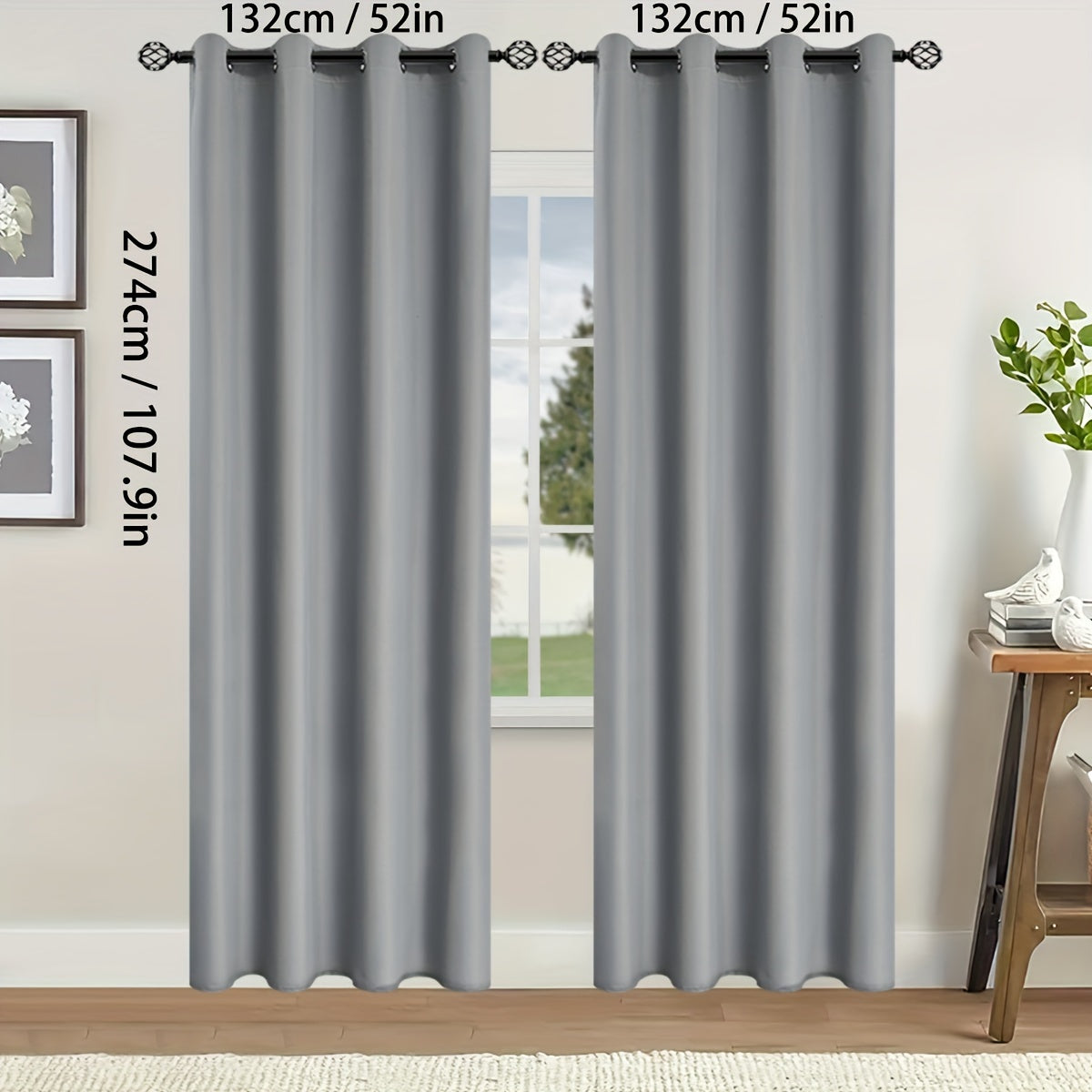 2 Pieces of Stylish Solid Blackout Curtains for Bedroom and Living Room - UV Protection, Easy Sliding, and Contemporary Design