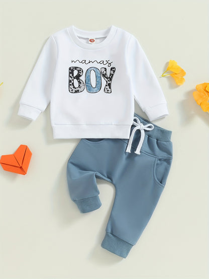 2-Piece Toddler Boy's Letter Print Outfit - Layette Sets with Long Sleeve Sweatshirt and Elastic Pants for Fall Baby Clothes - Soft, Cozy, and Adorable