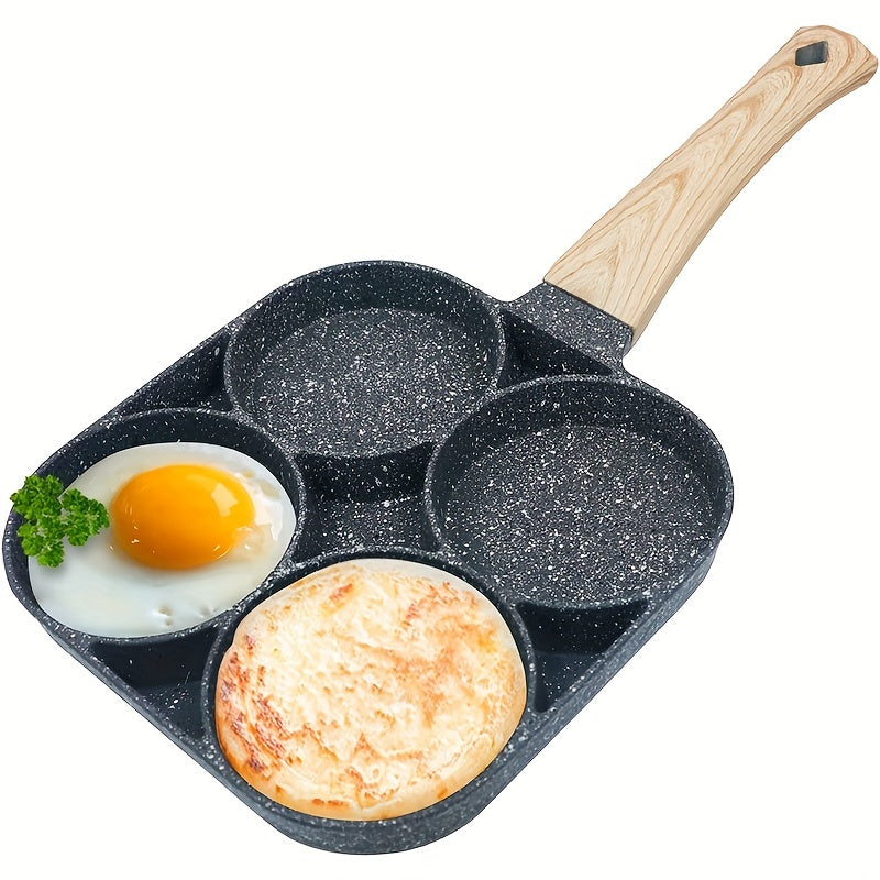 1pc 4-Hole Non-Stick Egg Frying Pan - Ideal for Omelette, Fried Egg, Pancake, Burger, Bacon, Steak - Easy to Clean, Heat-Resistant, Durable, Perfect for Breakfast, Brunch, and Snack