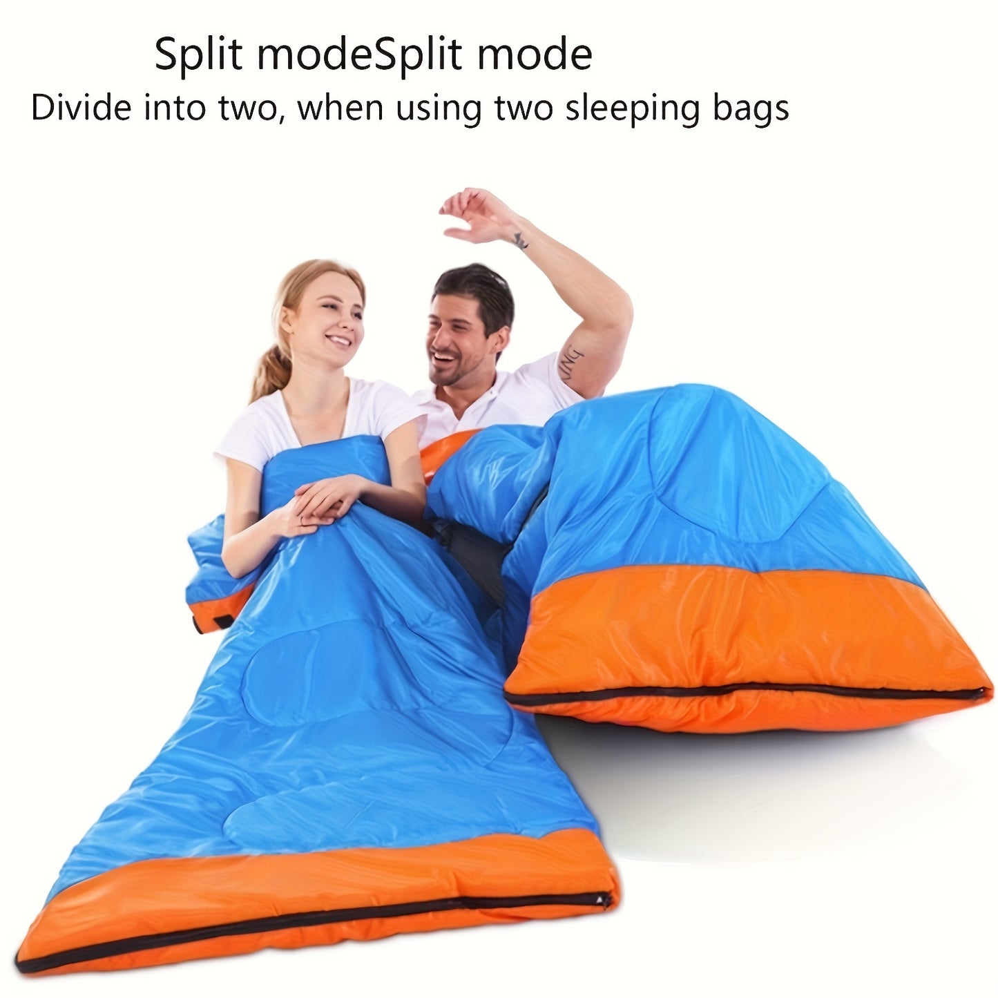 1pc Two Person Thickened Polyester Sleeping Bag - Keep Warm, Portable, and Versatile for Travel, Hiking, Camping, and Outdoor Adventures with Three Usage Methods and Synthetic Fiber Insulation