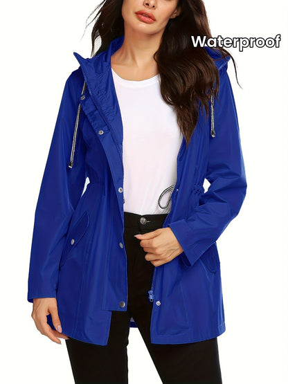 Waterproof Long Hooded Trench Coat for Women - Windproof and Breathable Lined Jacket for Travel and Outdoor Activities - S-XXL Sizes Available