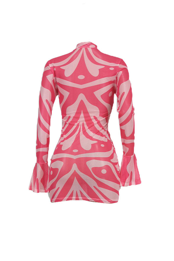 namcoverse Abstract Print Party See-Through Mini Dress