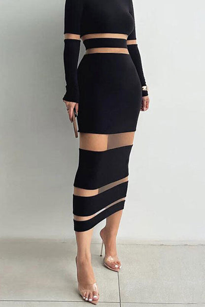 storexq Patchwork See-Through Kitsch Midi Dress