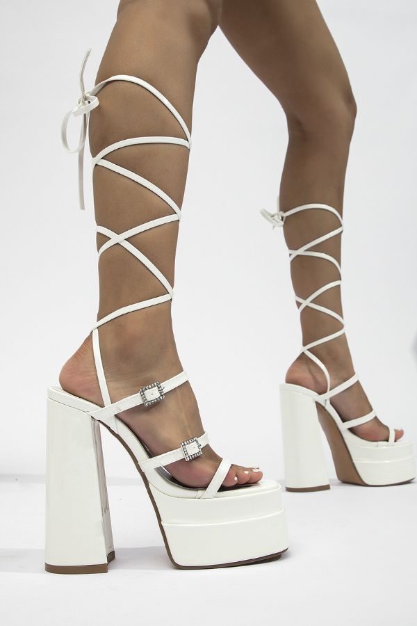 storexq Solid Color Dramatic Buckled Strappy Sandals