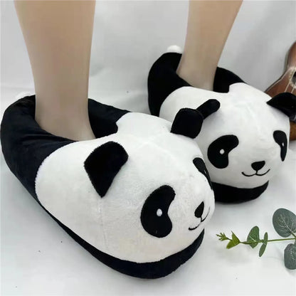 Winter Indoor Panda Women Slippers Ladies Cute Animals Plush Warm Furry Shoes Couple Home Bedroom Fuzzy Slipers Bear Men Sliders