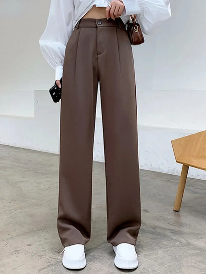 Casual High Waist Loose Wide Leg Pants for Women Spring Autumn Female Floor-Length White Suits Pants Ladies Long Trousers 240116