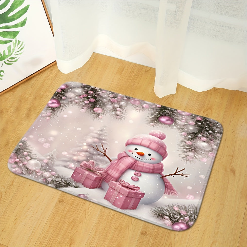 1/3pcs Christmas Snowman Bathroom Rug Set, Non-Slip Washable Polyester Bath Mats, Machine Made Woven Bathroom Decor Set with Toilet Lid Cover and Floor Mat for Holiday Season