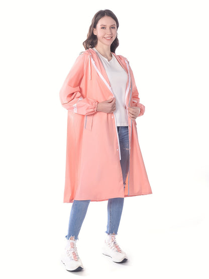 1pc Fashion Rain Windbreaker Solid Color Style Adult Rain Poncho Multifunctional Long Raincoat