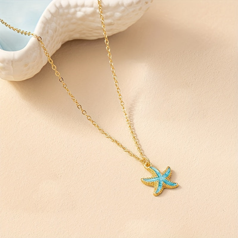 1pc Starfish Pendant Necklace Ocean Style Marine Life Pendant Accessories Beach Party Jewelry