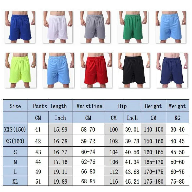 Summer Football Shorts Men Sports Shorts Bottoms Solid Kids Football Training Running Basketball Soccer Badminton Gym Shorts 240615