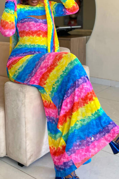 namcoverse Rainbow Tie Dye Rocking Cutout Maxi Dress