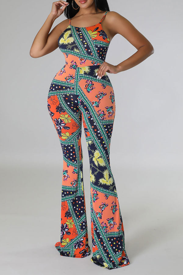 storexq Tribal Print Feminine Micro Flared Jumpsuit