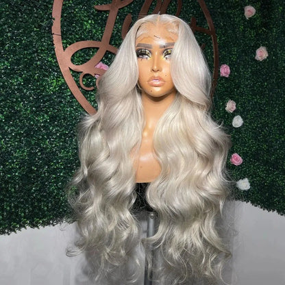 13x4 Transparent Lace Frontal Wig Human Hair Colored Platinum Blonde Wig White #60 Loose Wave HD lace Synthetic Wigs For Women