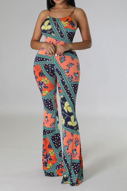 storexq Tribal Print Feminine Micro Flared Jumpsuit