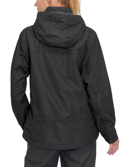 Women's Water Resistant Windbreaker Jacket With Hood - Lightweight, Breathable, Solid Color - Ideal For Outdoor Activity