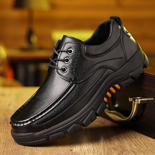 Plus Size Men's Apron Toe Chunky Dress Shoes - Ultra Comfy, Non-Slip, Lace-Up, Rubber Sole, Durable, Breathable, and Water-Resistant Walking Shoes for Men's Footwear