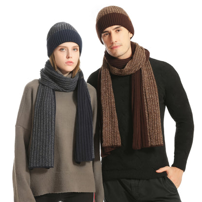 Unisex Outdoor Winter Casual Sports Warm Gloves, Scarf And Hat Three-piece Set