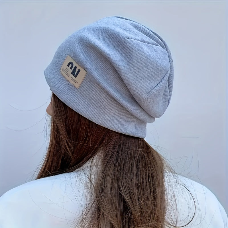 Cozy Slouchy Beanie - Soft Polyester Knit, Coldproof, Warm, Elastic, One-Size-Fits-Most Skull Cap for Women - Perfect for Autumn and Winter