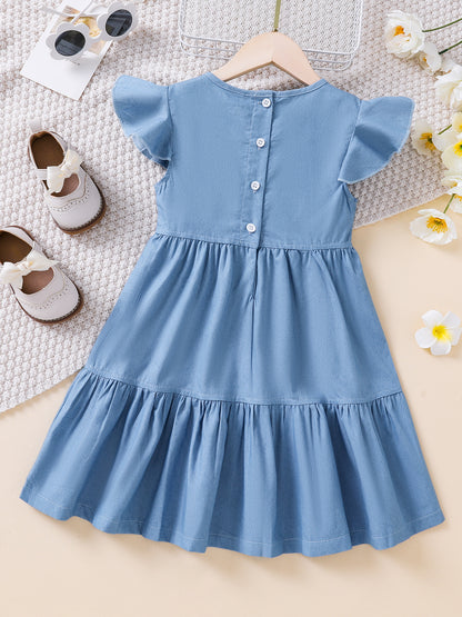 Adorable Toddler Girls Denim Dress - Fashion-Forward Design with Comfortable Fit - Perfect for Everyday Play and Special Occasions