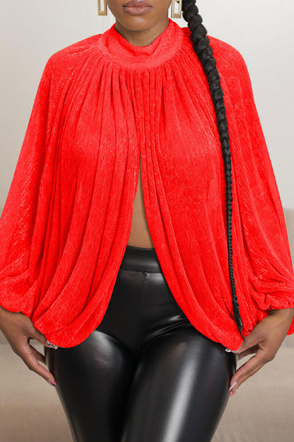 storexq Solid Color Modern High Split Irregular Blouse