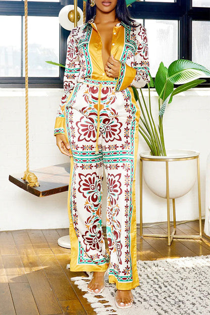 storexq Tribal Print Patchwork Laid Back Pant Suit