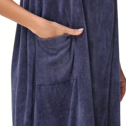 1pc Large Size Wearable Bathrobe - Soft Comfortable Fabric, Strong Absorbent Wrap, Bathroom Towel Bathrobe, Luxurious Bathroom Amenities, Essential Bathroom Accessories