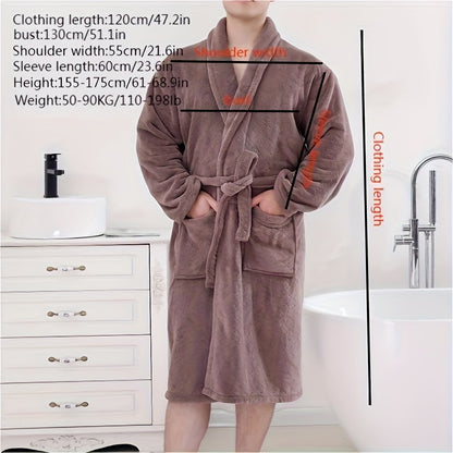 1pcs Ultra Plush Softness Bathrobe with Pockets - Quick-Drying, Fade-Resistant, Lint-Free, Absorbent, Cozy Wearable Sleepwear Robe for Men and Women - Perfect Household Bathroom Supplies for Relaxation and Comfort