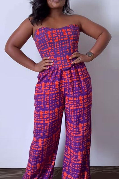 storexq Graphic Print Chic Bandeau Pant Suit