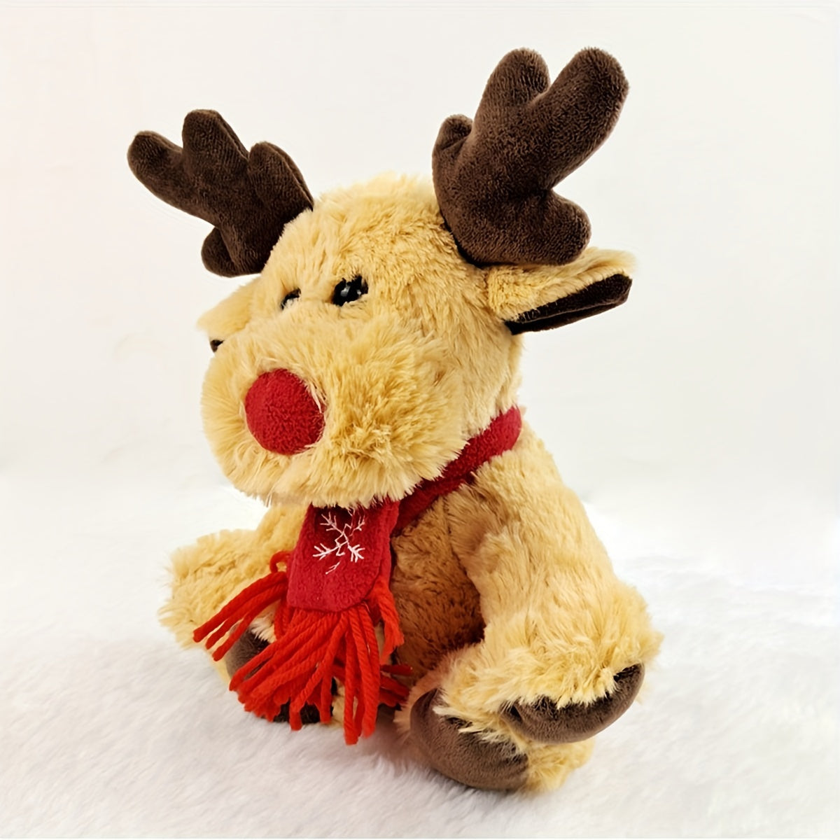 Cozy Reindeer Plush Toy - Soft Polyester Stuffed Animal, Perfect for Youngsters' Christmas & Birthday Gifts, Ideal for Home, Office, and Car Decor, Best for Christmas