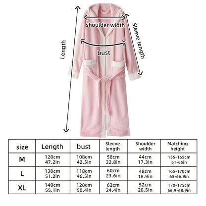 1pc Autumn And Winter Bathrobe, Soft And Skin-friendly Hooded Long Sleeve Bathrobe, Thickened Nightgown With Pocket, Warm Long Robe For Home, Bathroom Supplies