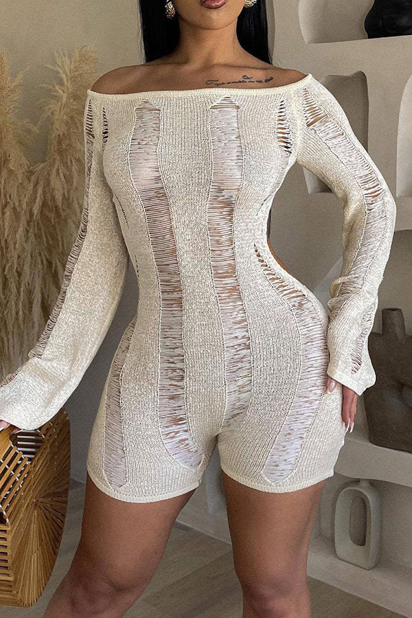 storexq Ripped Smart Open Back Knitted Romper