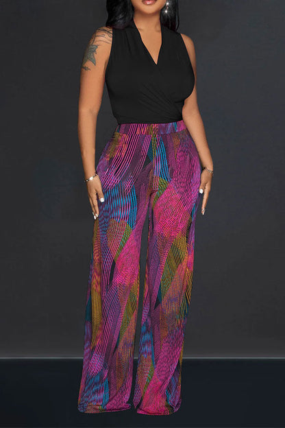 storexq Ripple Print Feminine Strappy Pant Suit