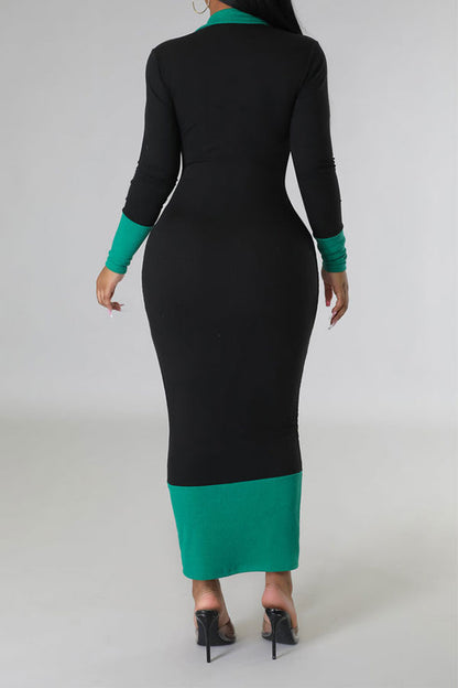 namcoverse Hit Color Patchwork On-trend Knitted Midi Dress