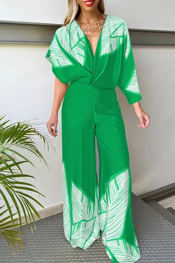 storexq Solid Color Elegant Asymmetric Sleeve Open Back Jumpsuit