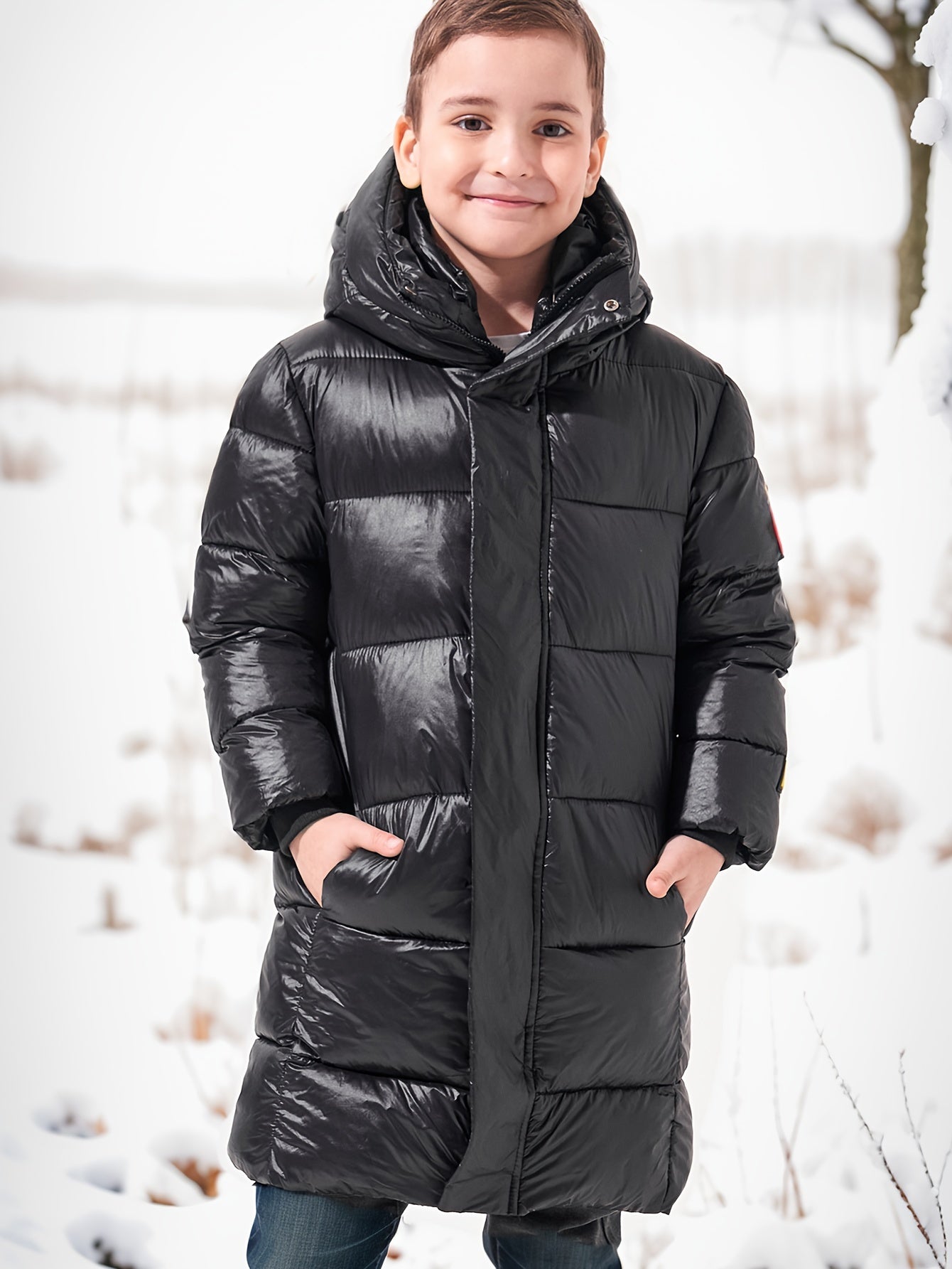 Boys Warm Thick Mid-length Hooded Jacket, Zip Up Coat, Boy's Clothes For Winter Outdoor, As Gift