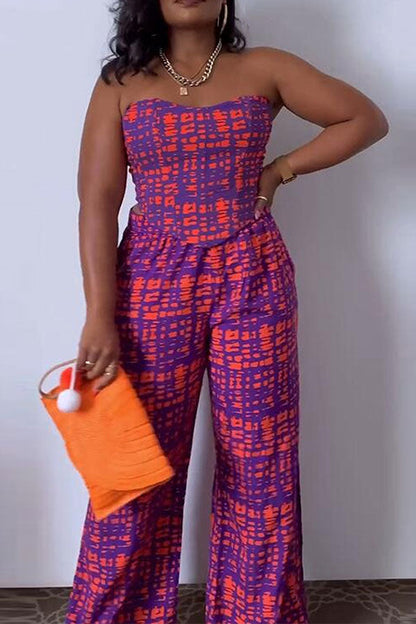 storexq Graphic Print Chic Bandeau Pant Suit