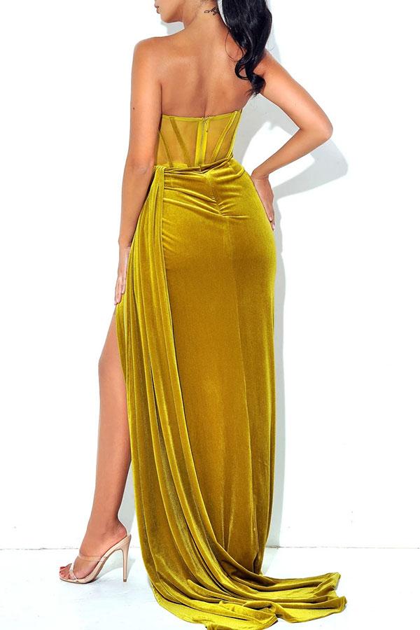 namcoverse High Split Elegant Bandeau Maxi Dress