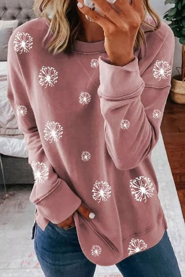 storexq (Clearance)Dandelion Print Round Neck Casual Sweatshirt