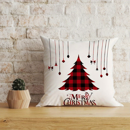 4pcs, Ultra soft pillowcase, Reindeer Christmas tree pattern pillowcase, Christmas style, Single side printing, 17.7 inches * 17.7 inches, 15.7 inches * 15.7 inches, Suitable for sofa, living room, bedroom home decoration, No pillow core