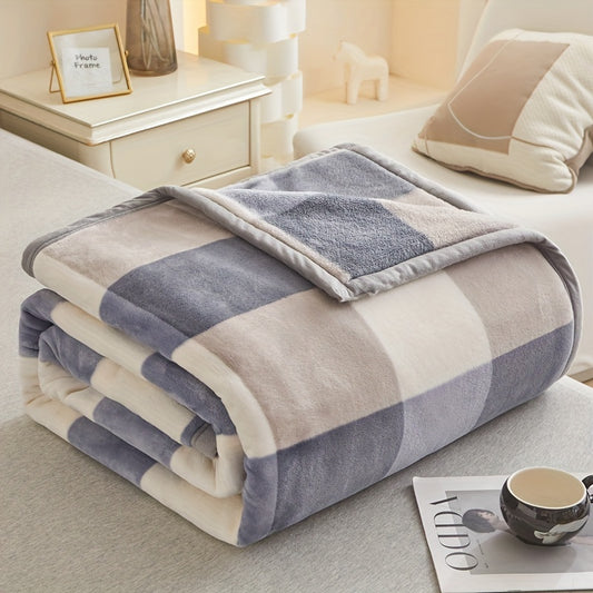 1pc Simple Fashion Checkered Pattern Blanket, Bedroom Bed Blanket Sofa Blanket, Warm And Comfortable, Autumn And Winter Warm Throw Blanket Nap Blanket