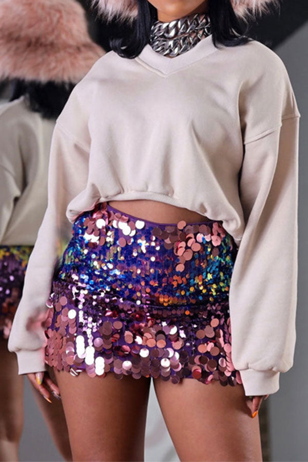 storexq Gradient Sequined Glittery Bodycon Skirt