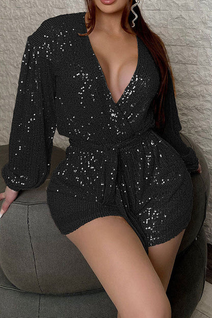 storexq Sequined Smart Lace-Up Romper